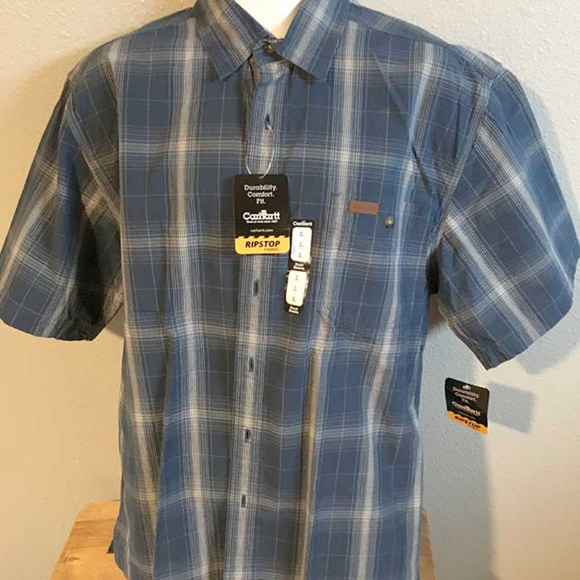 Carhartt Other - NWT Carhartt ripstop fabric blue plaid shirt L